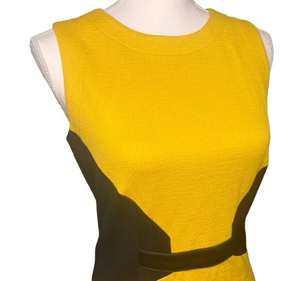 Buchanan Kang Size 4 Yellow Black Bodycon Sheath Dress Cinch Corset Sleeveless - Picture 3 of 8